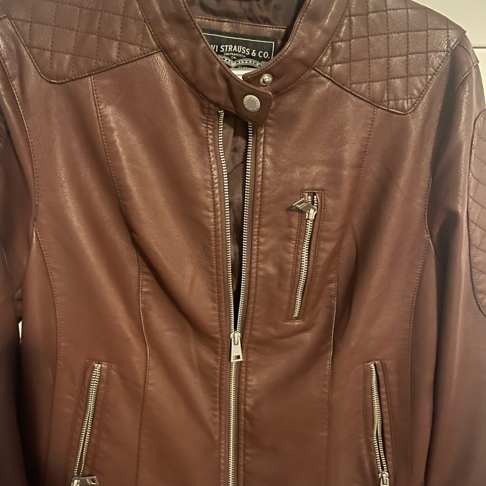 Levi's Brown Faux Leather Motocross Racer Jacket (standard medium)